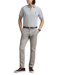 Polo en piqué rayé Custom Slim Fit - Earth Blue & White