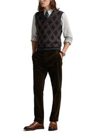 Pull débardeur losanges en laine - Charcoal Combo