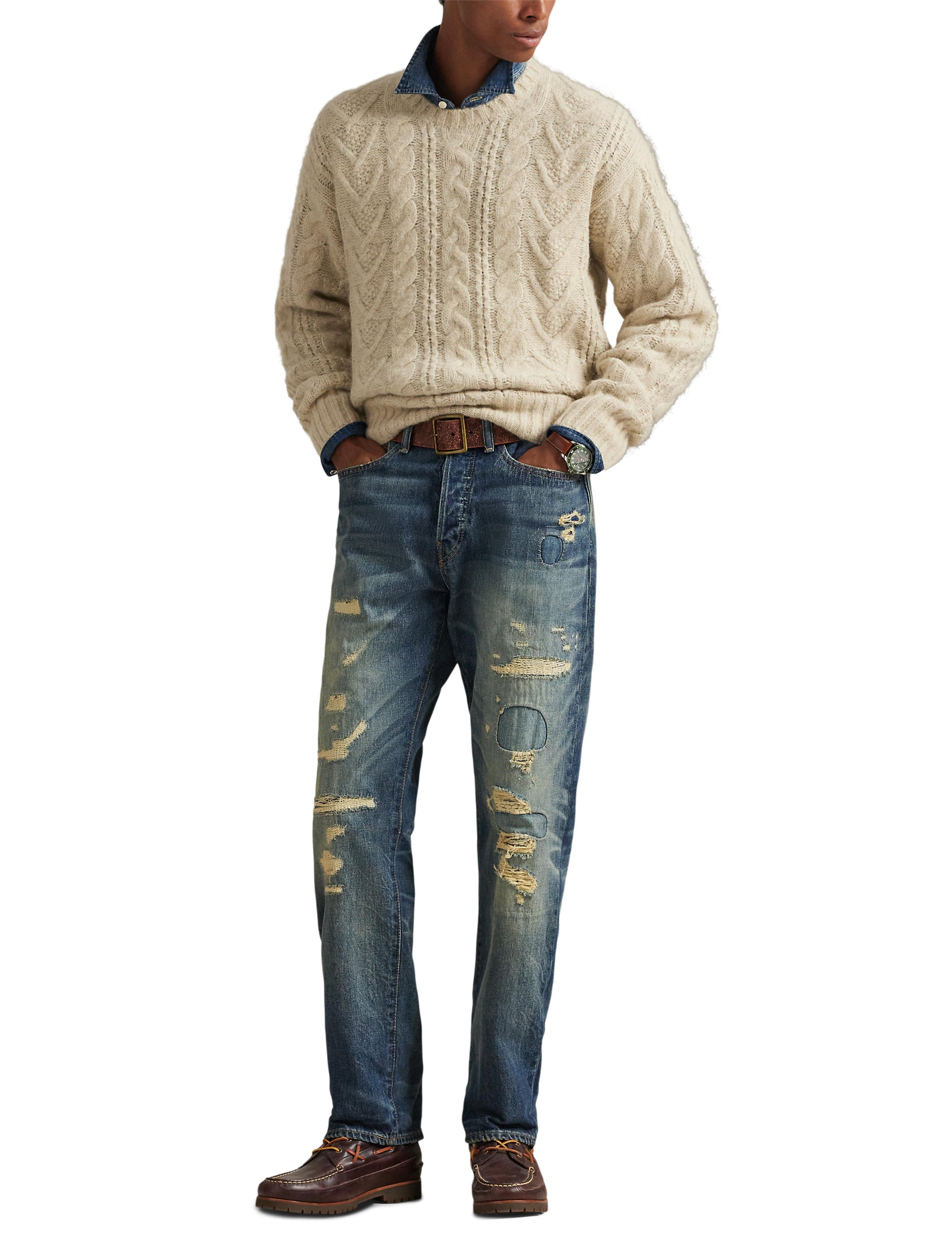 Pull en tricot d'Aran - Coconut Cream Heather