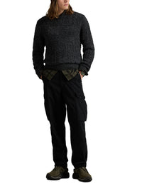 Pull drapeau tricot d'Aran en laine - Dark Granite Heather
