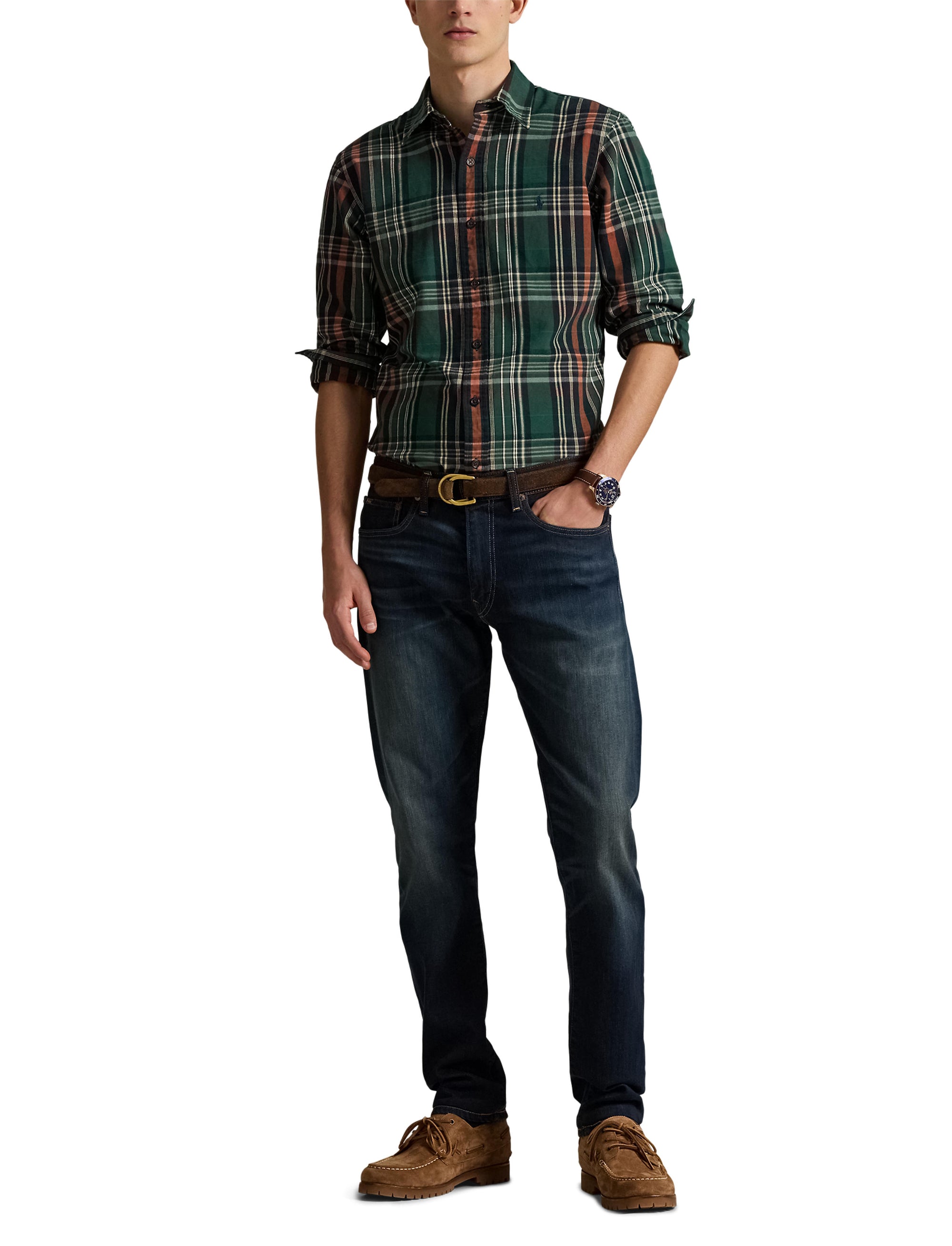 Chemise Oxford ajustée écossaise - Pine, Wine & Multicolore
