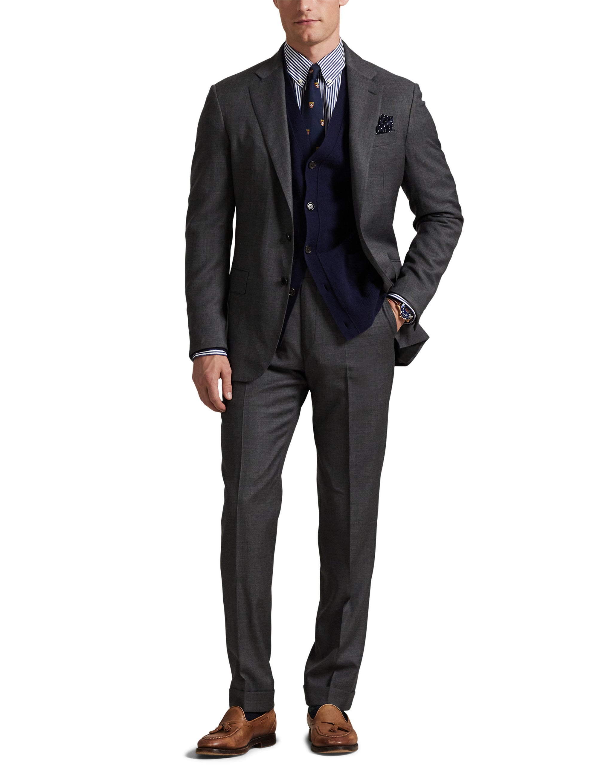 Costume peau de requin Polo Tailored Fit en laine - Medium Grey & Multicolore