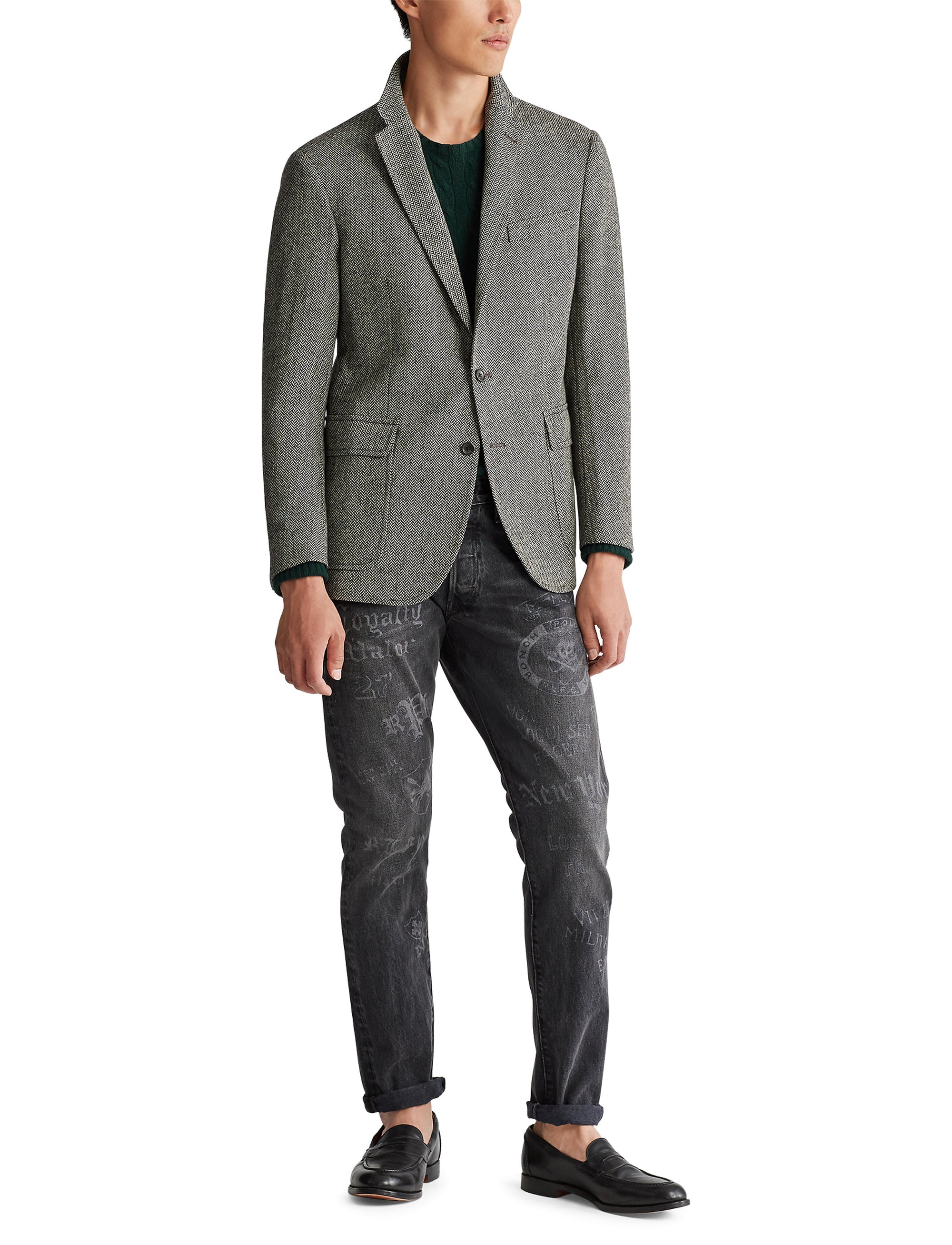 5pcs / NEW // BLACK AND CREAM SPORTCOAT SINGLE BREASTED PS 2NT