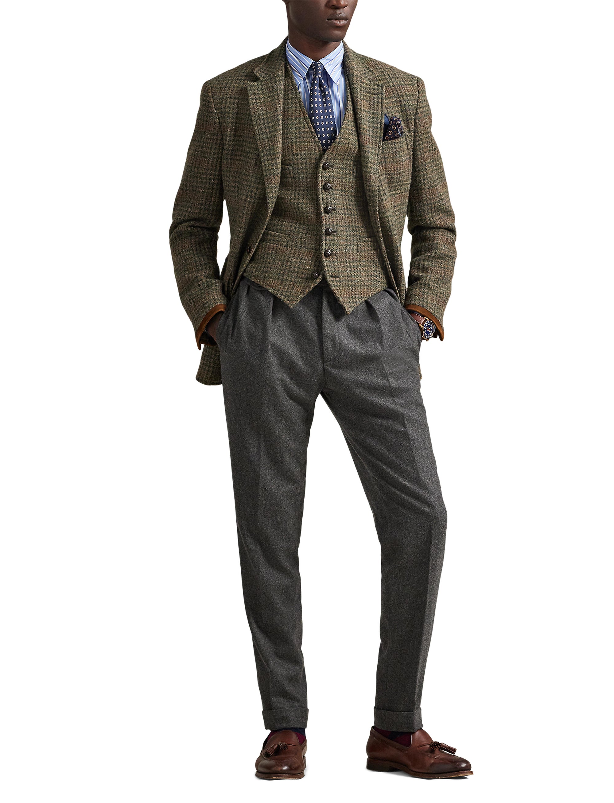 Gilet en tweed écossais - Loden & Multicolore