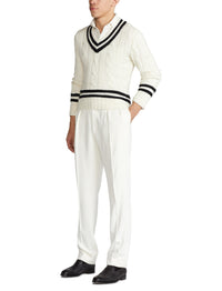 Pull de cricket en cachemire - Lux Cream With Classic Black