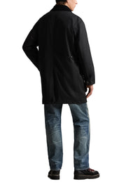 Emblematic three-quarter length waxed canvas coat - Polo Black