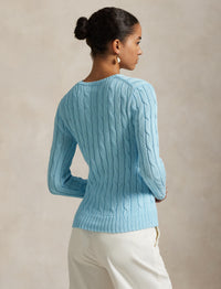 Pull torsadé à col rond en coton - Acadia Blue