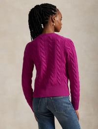 Cardigan torsadé en laine et cachemire mélangé - Carmine Pink