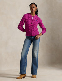 Cardigan torsadé en laine et cachemire mélangé - Carmine Pink