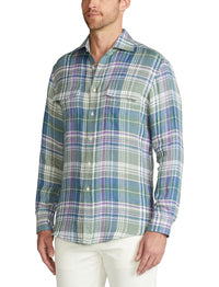 Tartan linen twill shirt - Multicolour