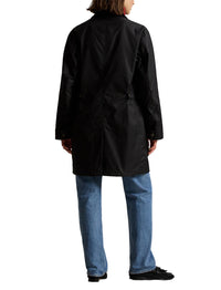 Emblematic three-quarter length waxed canvas coat - Polo Black