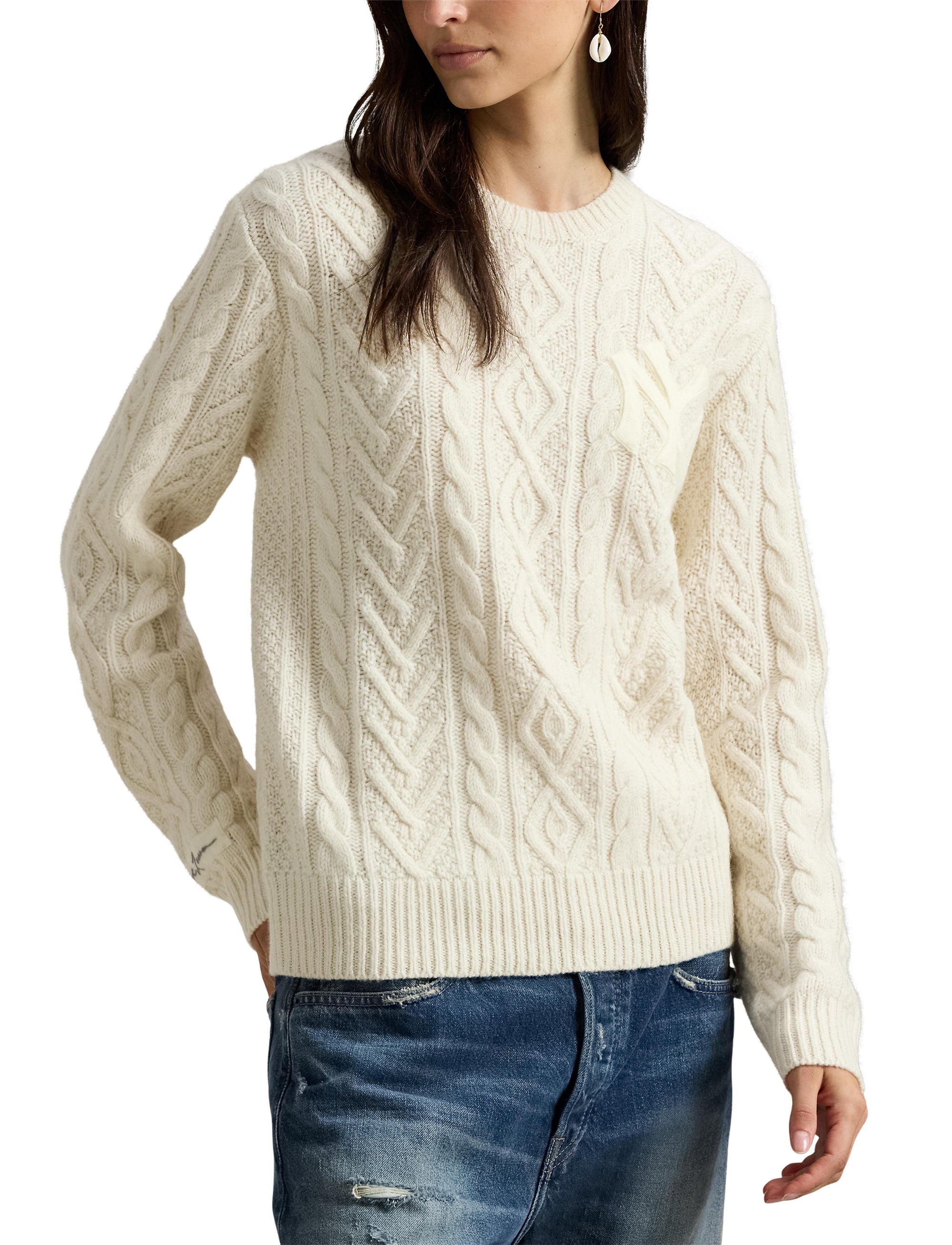 Pull Polo Ralph Lauren Yankees en laine - Cream Combo