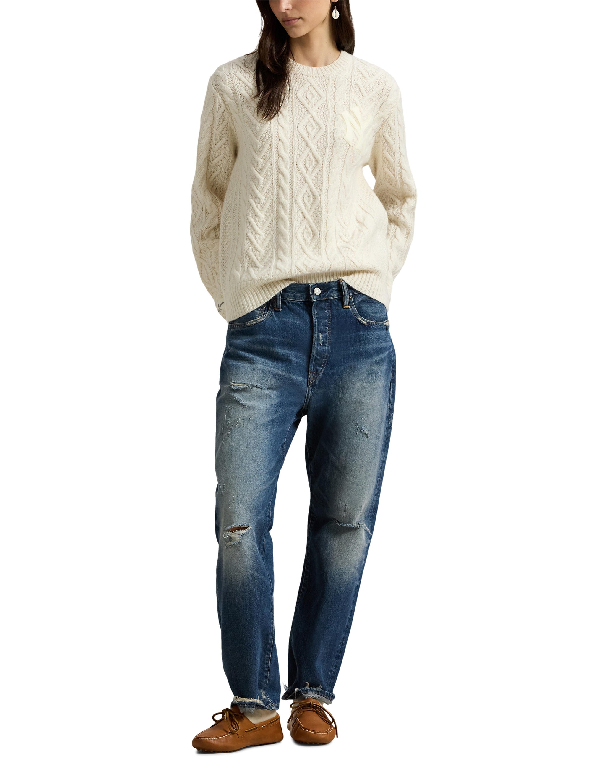 Pull Polo Ralph Lauren Yankees en laine - Cream Combo