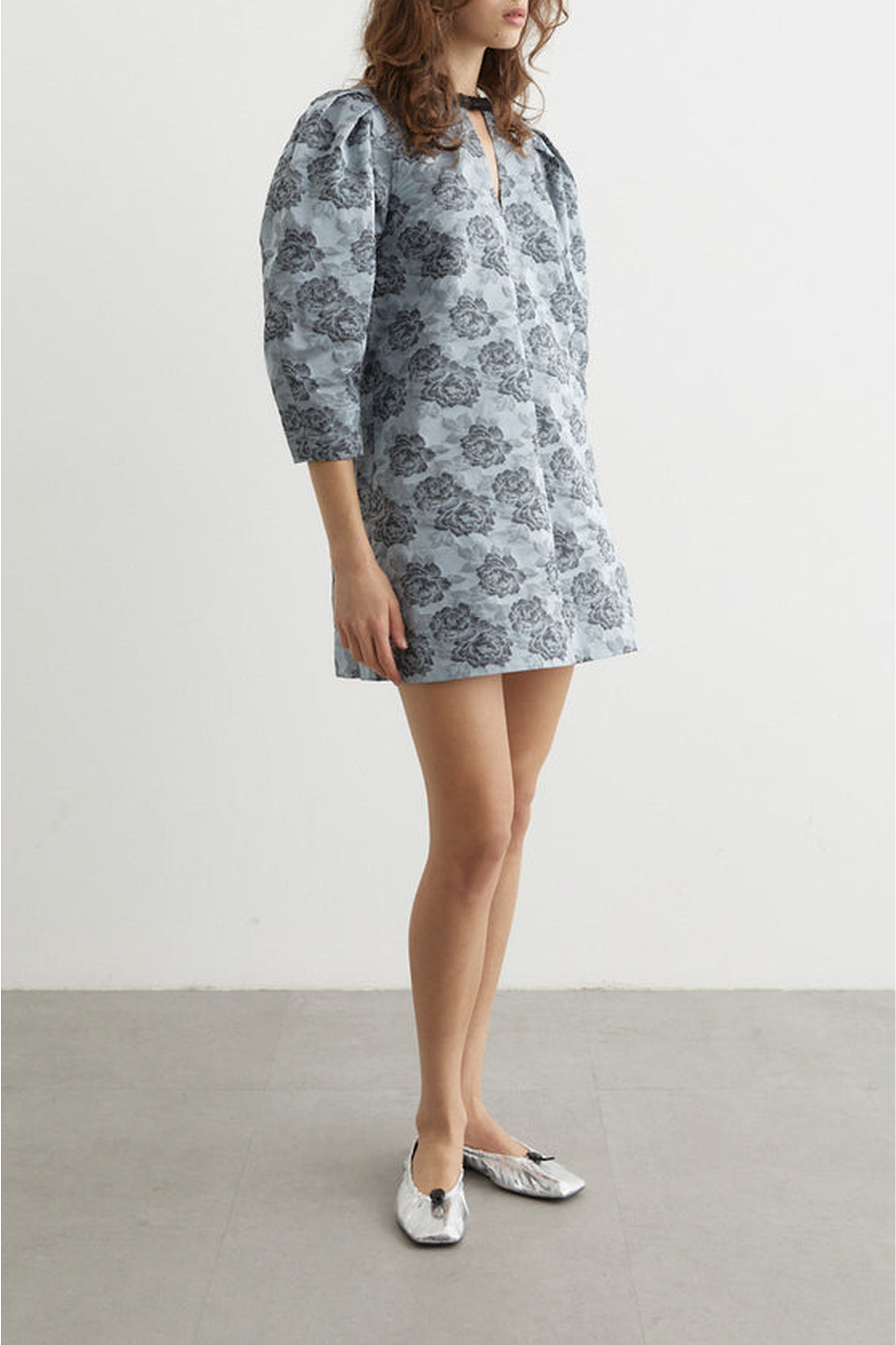 Robe courte imprimé botanique - Illusion Blue