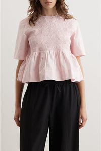 Peplum blouse with bare back - Chalk Pink