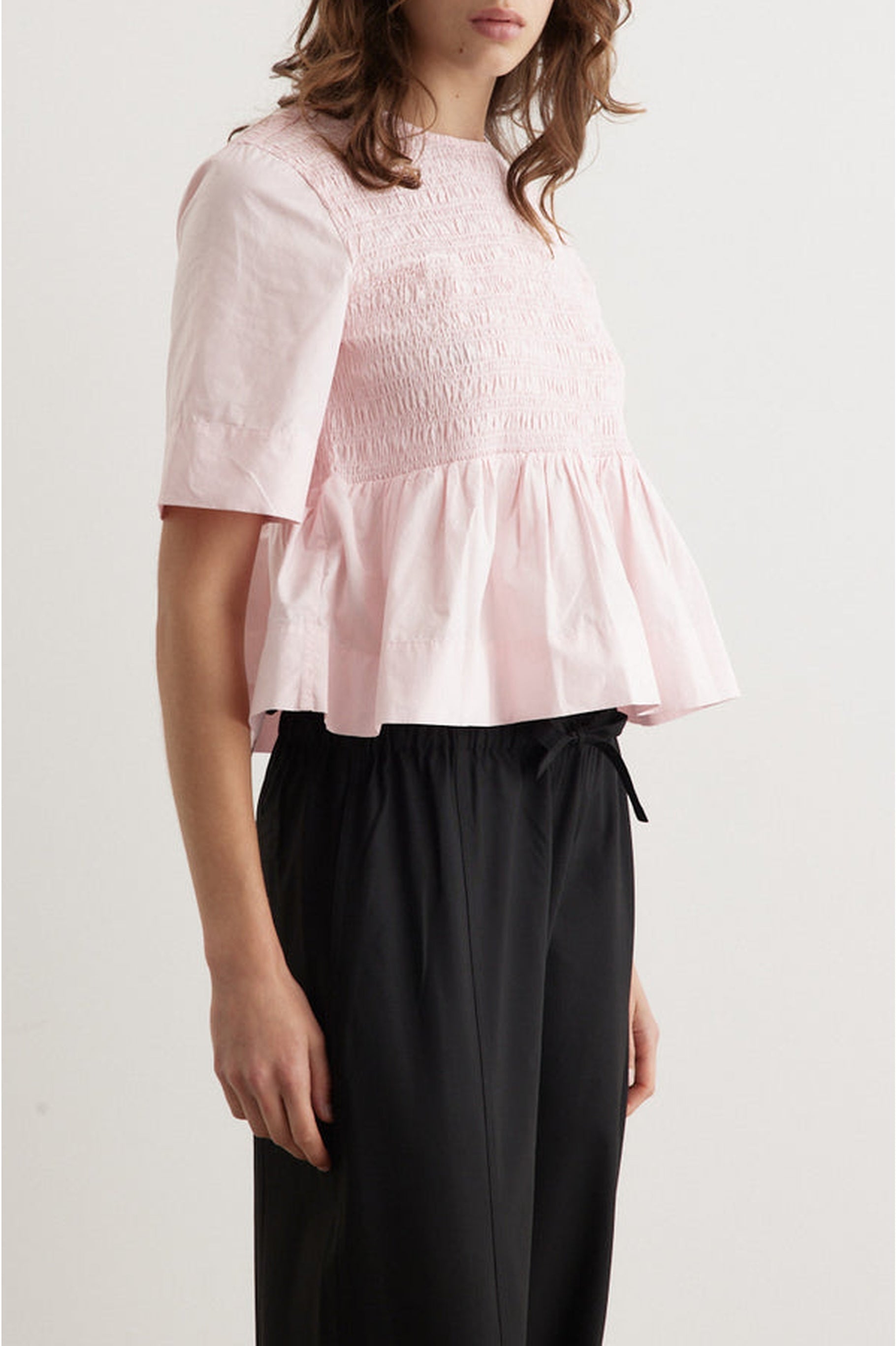 Peplum blouse with bare back - Chalk Pink