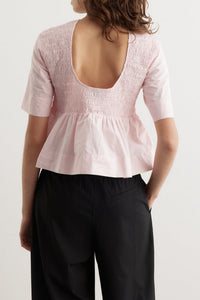 Peplum blouse with bare back - Chalk Pink
