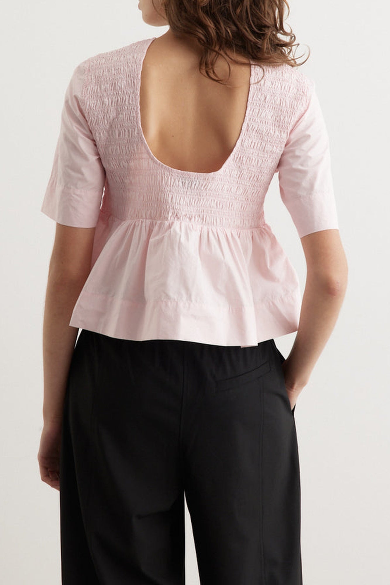 Peplum blouse with bare back - Chalk Pink