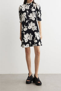 Robe courte à imprimé fleuri - Black