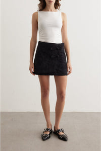 Jupe courte texturée en jacquard - Black