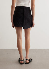 Jupe courte texturée en jacquard - Black