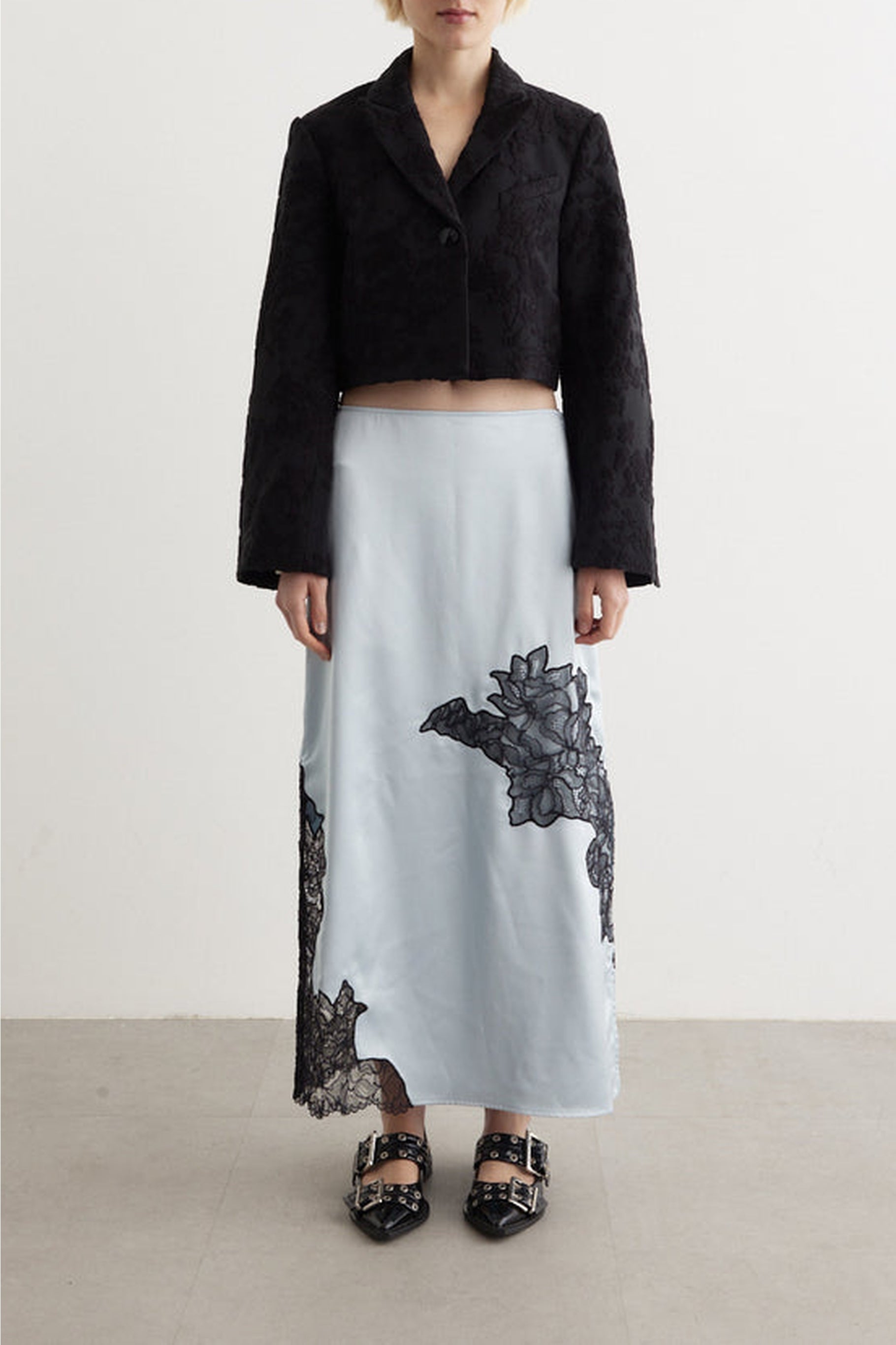 Short jacquard blazer - Black