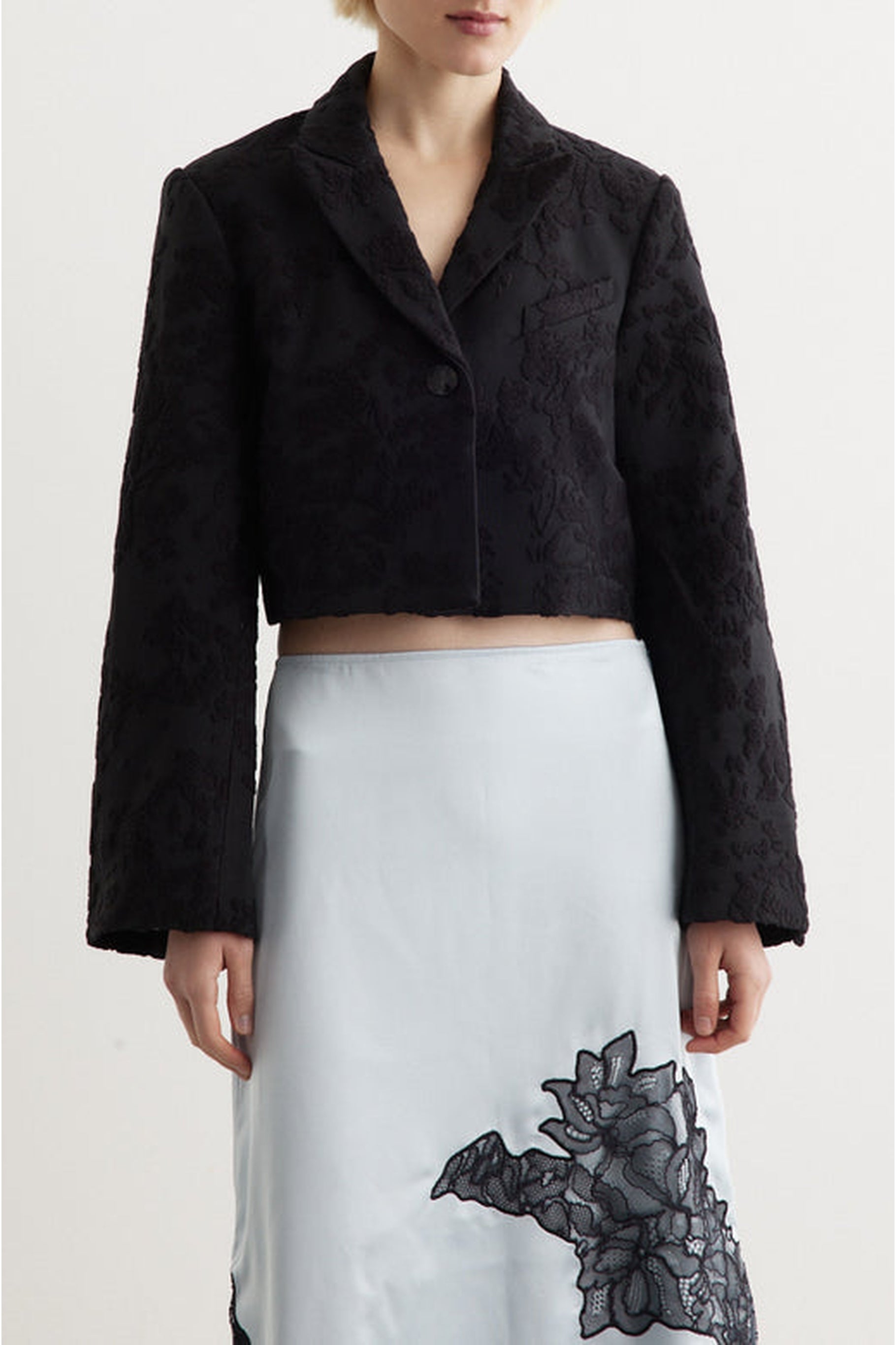 Short jacquard blazer - Black