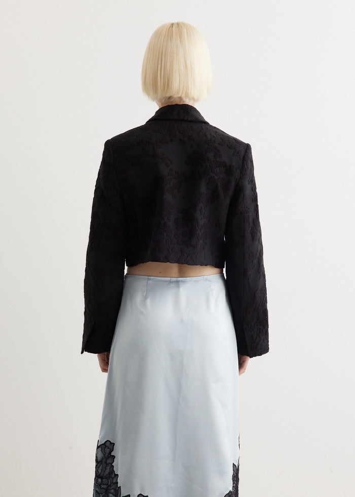 Short jacquard blazer - Black