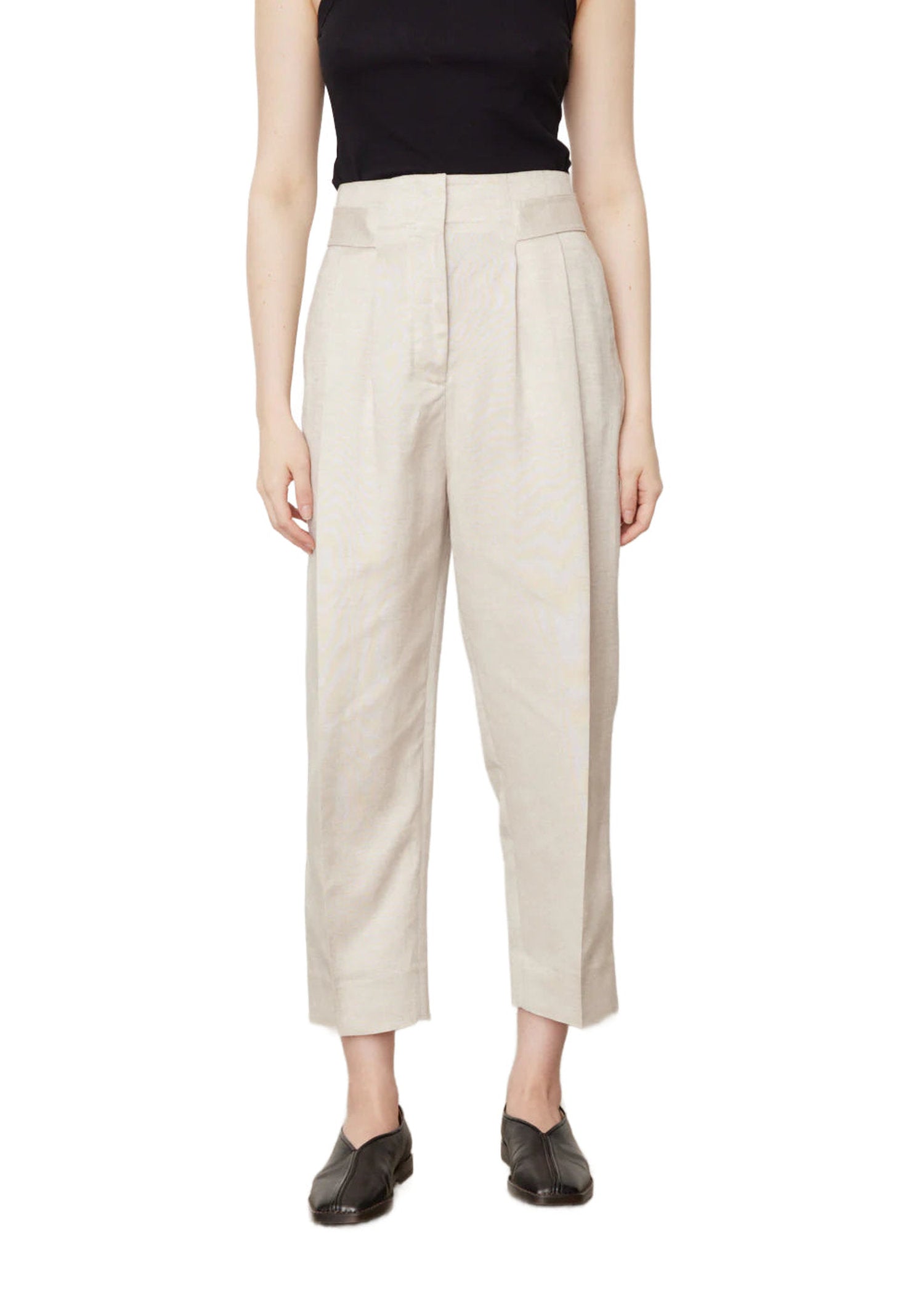 Pantalon à double plis en lin - Ecru