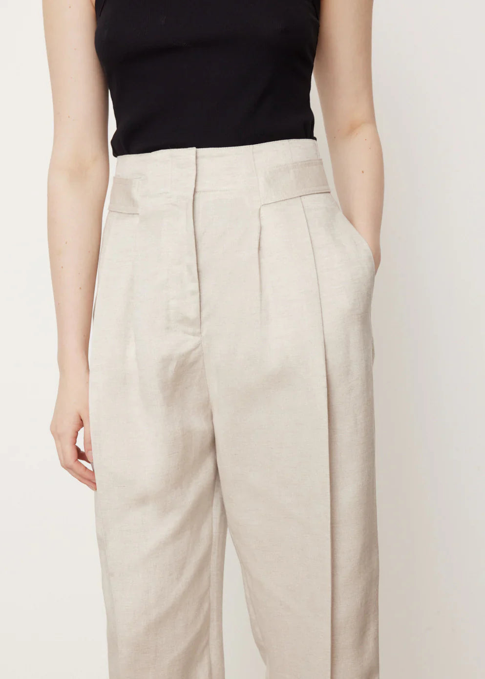 Pantalon à double plis en lin - Ecru