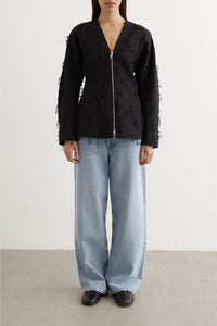 Veste à franges en tweed - Black