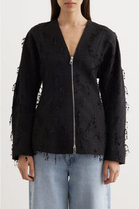 Veste à franges en tweed - Black