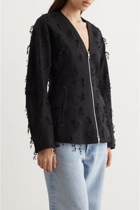 Veste à franges en tweed - Black