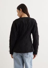 Veste à franges en tweed - Black