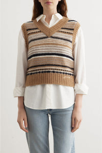 Pull sans manches à rayures en laine - Tiger'S Eye