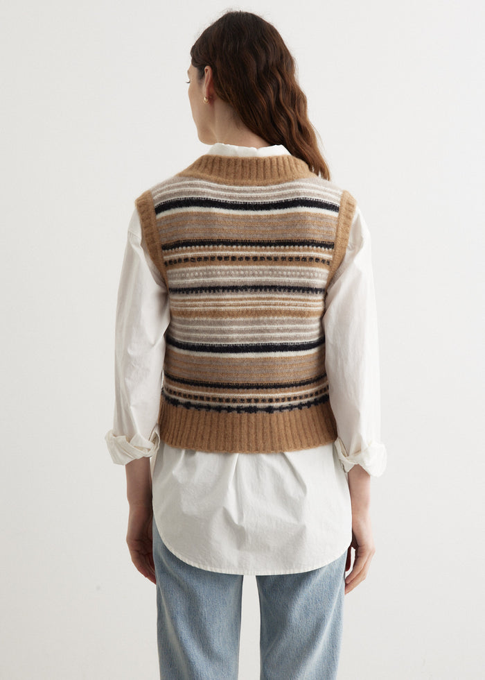 Pull sans manches à rayures en laine - Tiger'S Eye