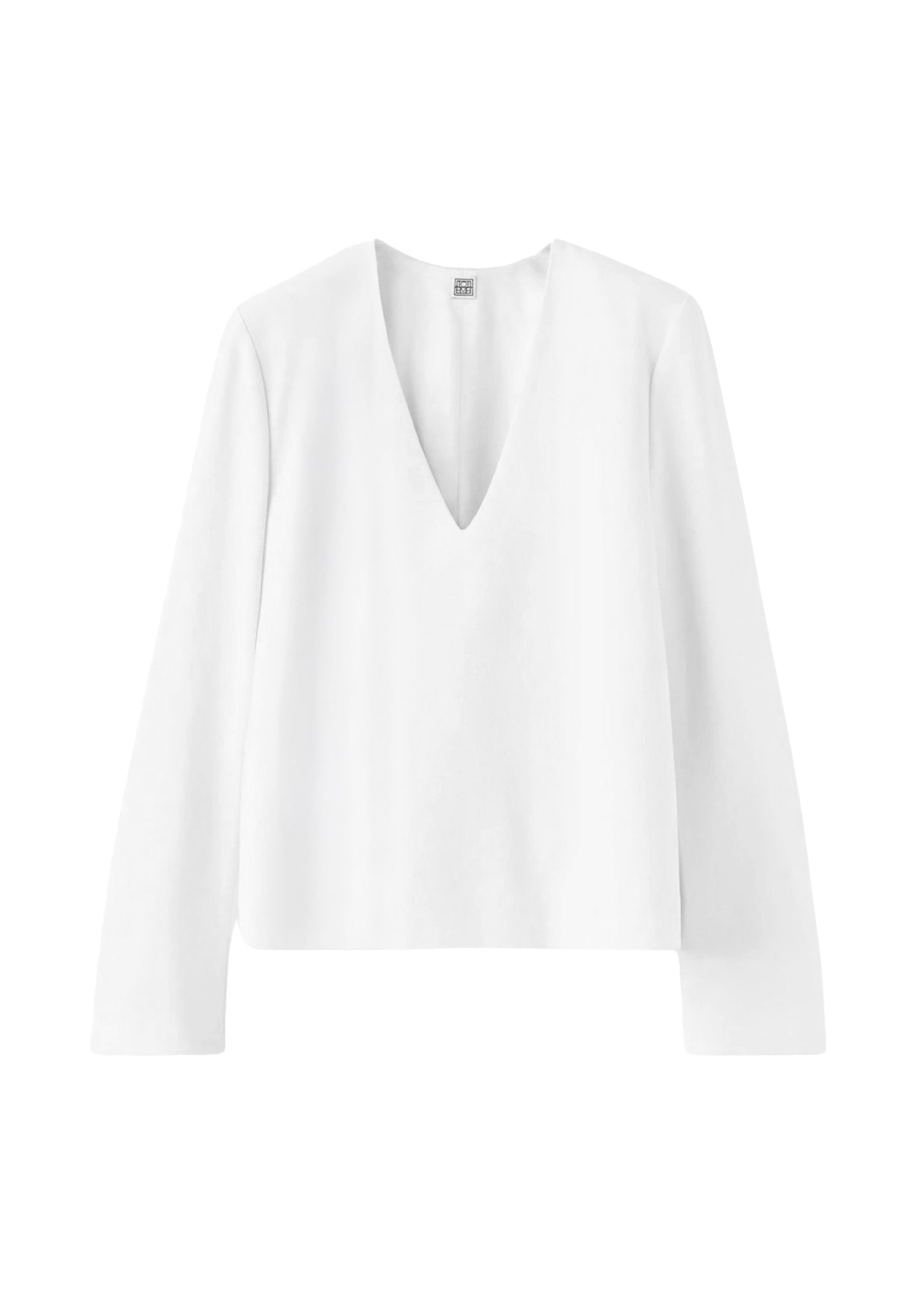 Structured long-sleeved wool blend T-shirt - Bone