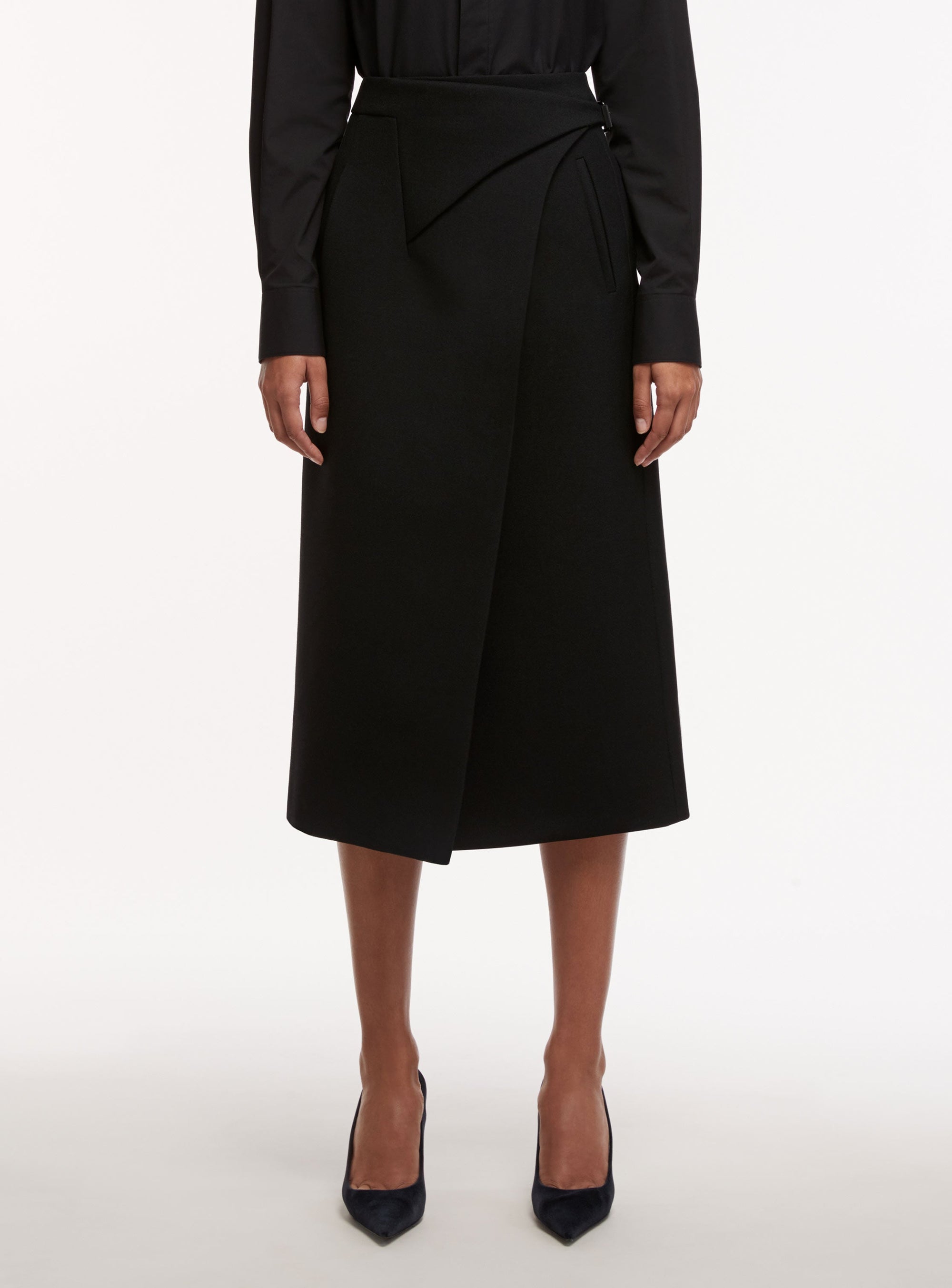 Wrap Skirt Midi - Black