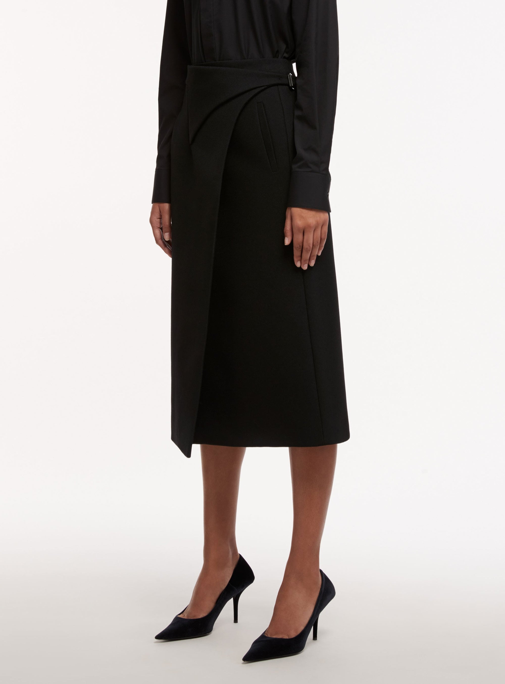 Wrap Skirt Midi - Black