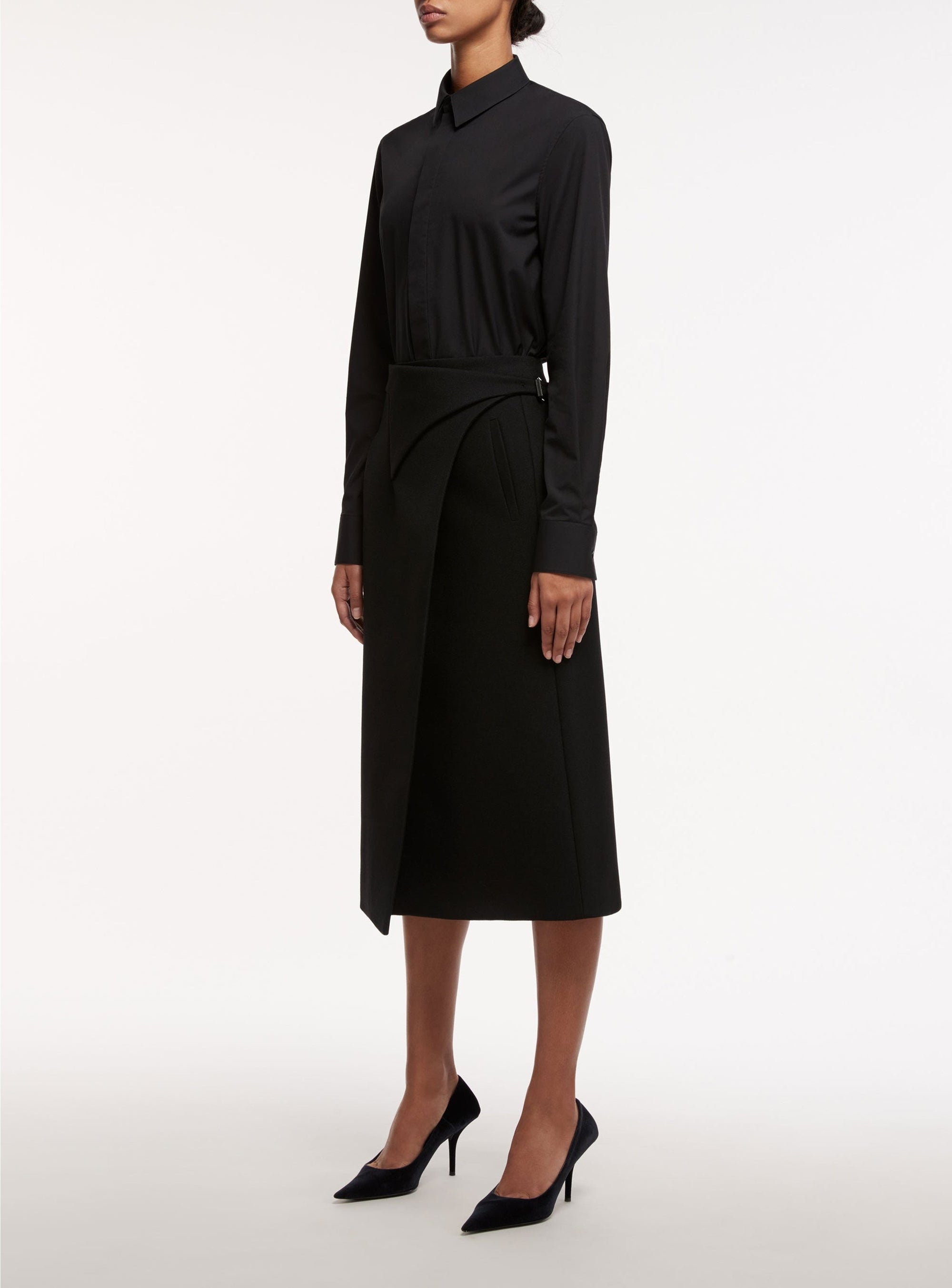 Wrap Skirt Midi - Black
