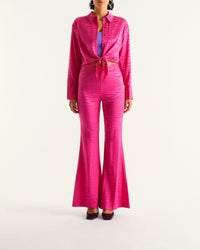 Chemise Emma en soie - Pink Jacquard