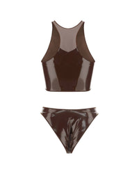 Maillot deux pièces en latex - Chocolate