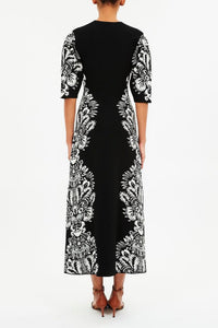 Robe midi Liana sans manches à motif jacquard - Noir