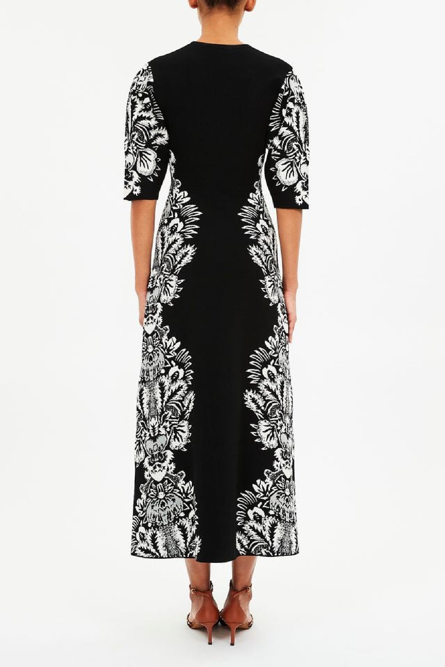 Robe midi Liana sans manches à motif jacquard - Noir