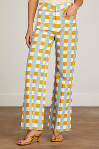 CHECK LIGHT BLUE MUS YOSHI PANTS PRINTED pantalon évasé en jacquard