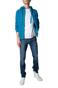 Sweat-shirt Hewitt Skull à capuche en laine - Bleu De France