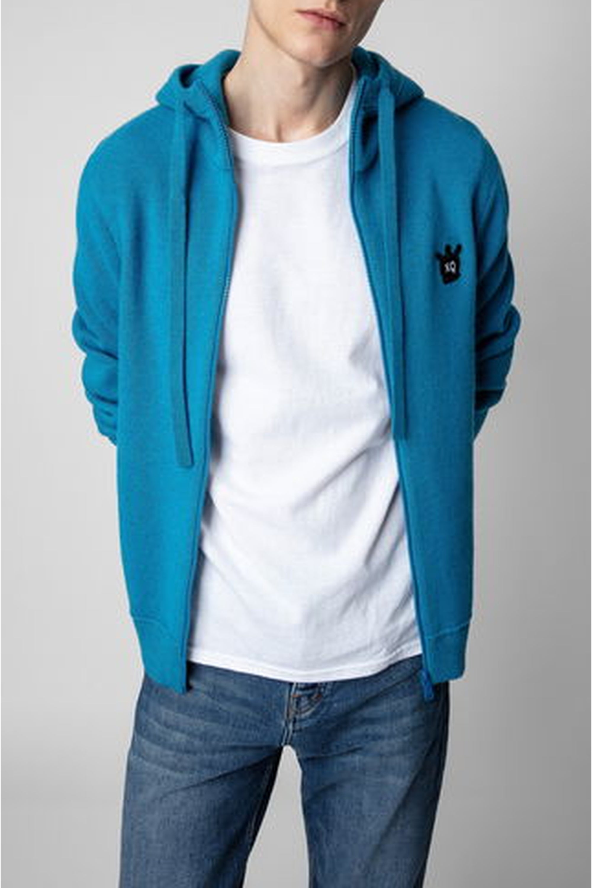 Sweat-shirt Hewitt Skull à capuche en laine - Bleu De France