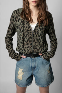 Cardigan Cassy Leo en cachemire - Kaki Clair