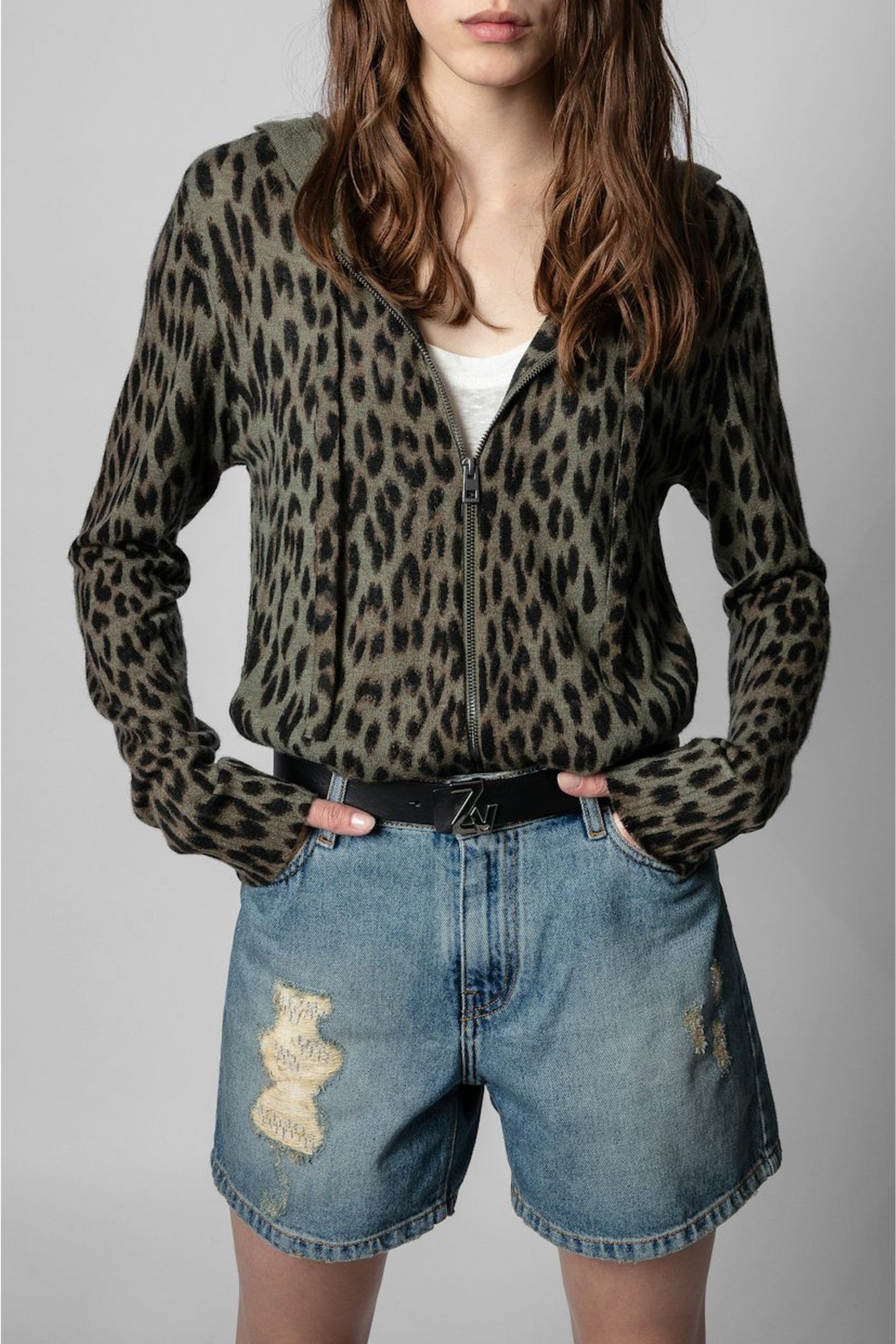 Cardigan Cassy Leo en cachemire - Kaki Clair