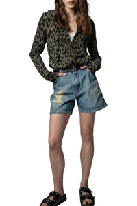 Cardigan Cassy Leo en cachemire - Kaki Clair